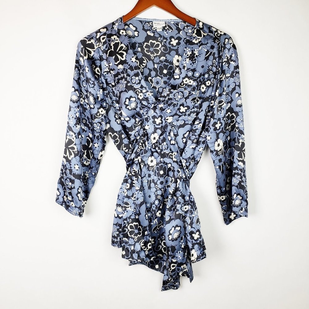 Mimi Maternity 100% Silk Patterned Tie Back Size L